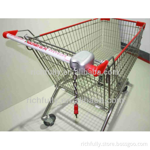 Worldwide used supermarket shopping trolley coin lock